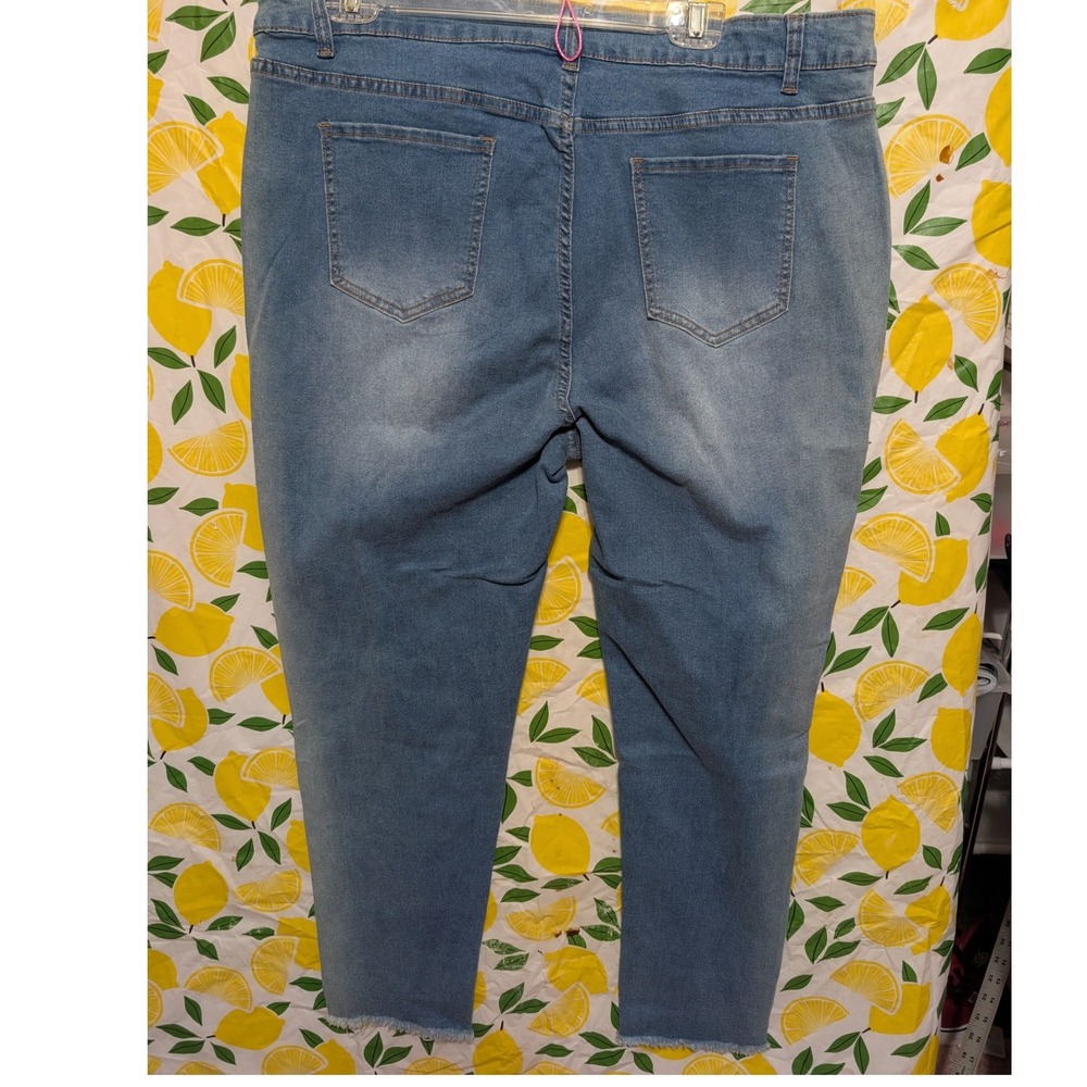 Unbranded Distressed Skinny Jeans Womens 4XL Blue Good Ripped Frayed Hem Stretch - Picture 2 of 6